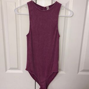 Free People Pink Ribbed Bodysuit